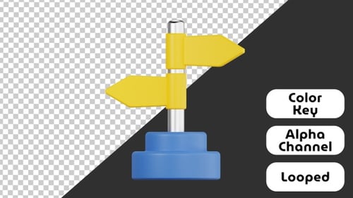 3D Animated Signpost with Directional Arrows Reveal
