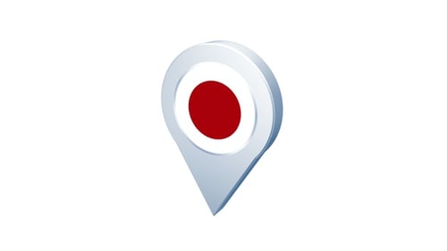 3D Animated Map Pin Icon with Japan Flag
