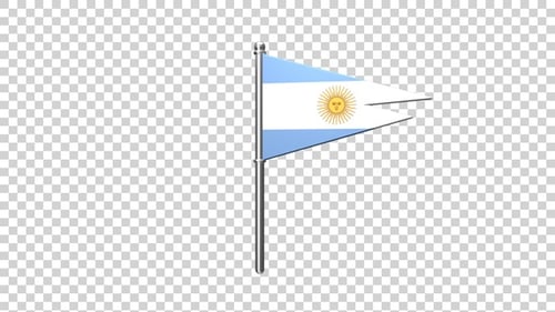 Waving Argentina Pennant Flag Animation with Alpha Channel
