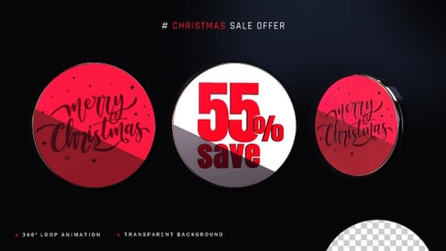 Rotating 3D Christmas and Discount Sale Badges