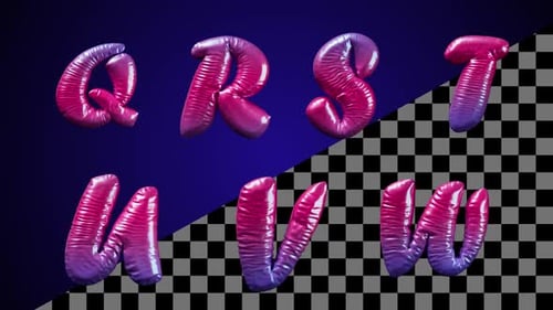 Inflated Balloon 3D Text Alphabet and Numbers Animation