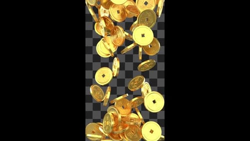 Golden Chinese Coins Falling Animation