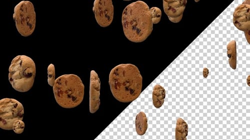 Realistic Falling Cookies on Transparent Alpha Channel