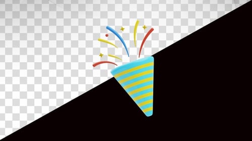 3D animation of party popper celebration