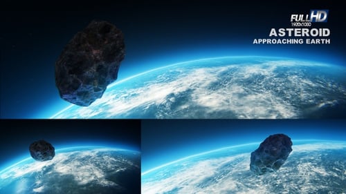3D Asteroid Orbiting Earth in Space