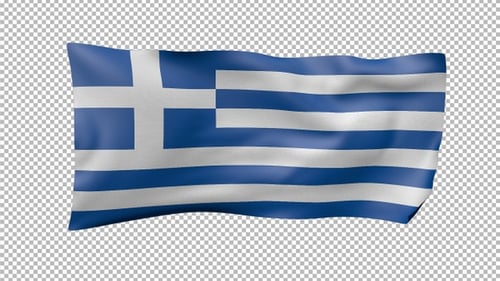 Animated Waving Greek National Flag with Realistic Fabric