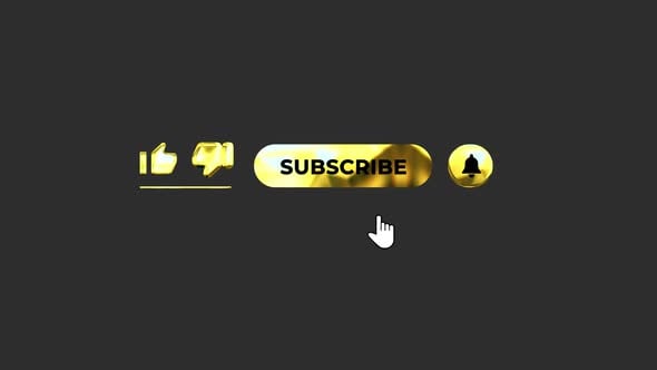 Golden Animated Subscribe Button for Social Media Engagement, Elements ...
