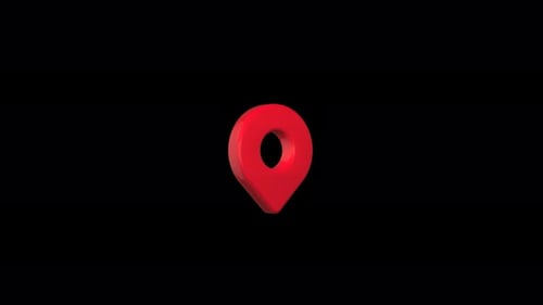 Red GPS pin animation appearing with soft bounce on transparent background