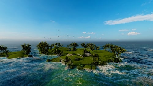 Aerial View Beautiful Tropical Island