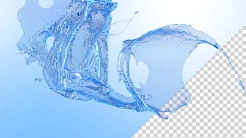 Dynamic Blue Water Splash with Transparent Background
