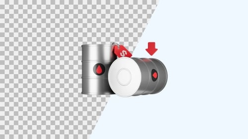 Ícone de animação 3D da queda do preço do petróleo | Alpha Channel