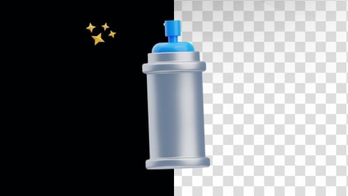 3D Animation of Spray Bottle on Alpha Channel
