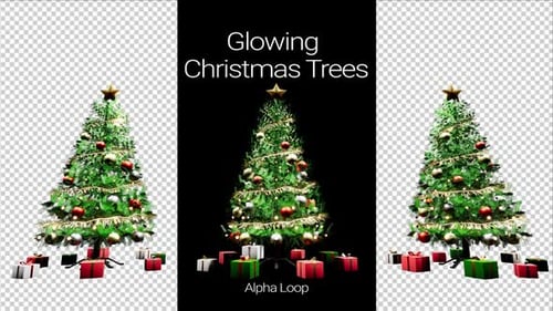 Festive Glowing Christmas Trees Animation with Presents