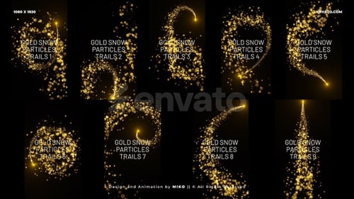 Vertical Gold Snow Particles Trails