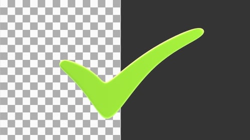 3D-Animation des grünen Häkchensymbols | Alphakanal