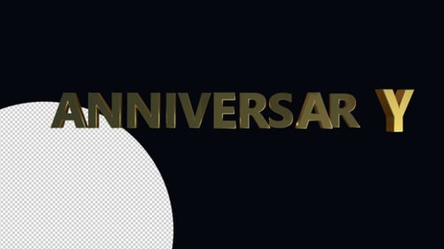Golden 3D Anniversary Text Reveal and Disappear Animation