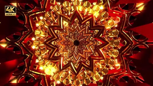 Goldenes rotes Ornament 4K