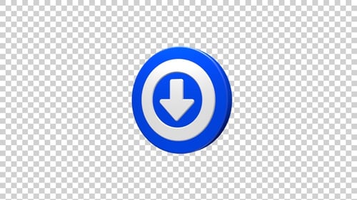 Animated 3D Download Icon with Rotating Arrow