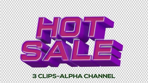 Animated 3D Hot Sale Text Reveal with Alpha Channel