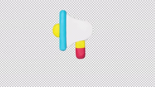 Playful 3D Megaphone Icon Broadcast Animation