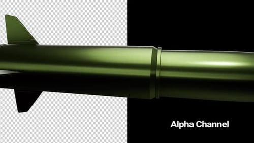 3D-Darstellung einer kugelförmigen Metallrakete in grüner Farbe mit hoher Reflexion