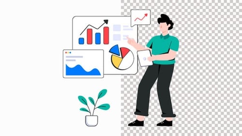 Animated Business Data Presentation with Flat Design Elements