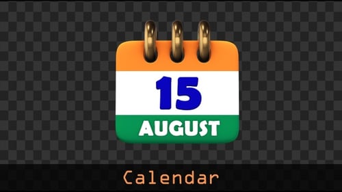 Animated 3D Calendar Icon for India Independence Day