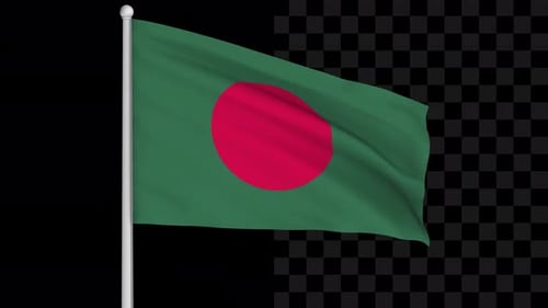 Realistic Bangladesh Flag Waving Loop with Transparent Background