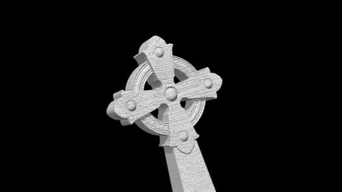Animated 3D Celtic Cross Rotating Stone Symbol