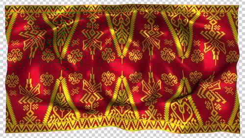 Animated Waving Traditional Red Yellow Textile Pattern