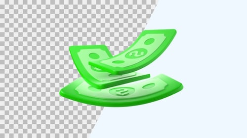 Animated 3D Floating Green Money Banknotes Element