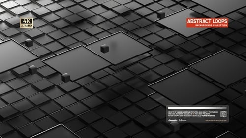 Black Square Grid Background With Floating Panels