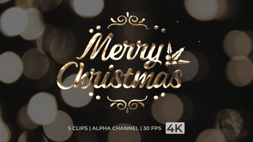 Elegant Metallic Merry Christmas Calligraphy Title Animation Pack