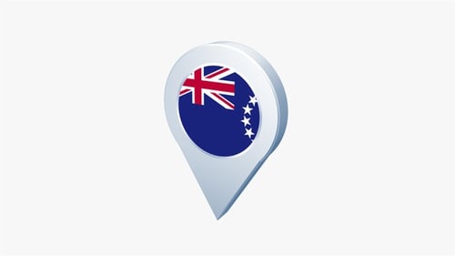 Cook Islands Flag Location Pin 3D Rotation Animation