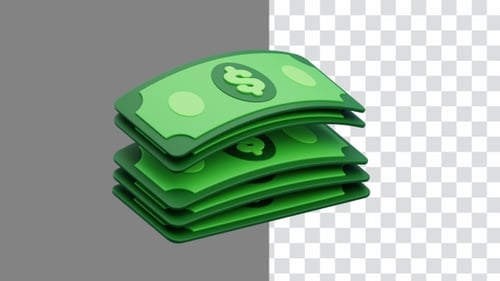 Animação 3D dessa quantia de dinheiro disparou | Alpha Channel