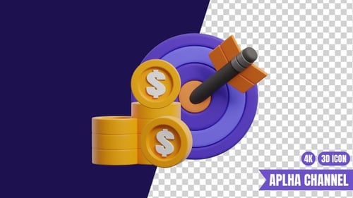 Financial success icon 3d animation. ideal for financial planning websites, investment blogs.