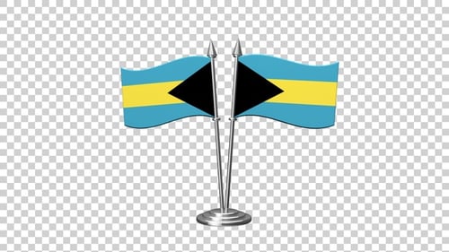Waving Bahamas Desk Flags 3D Animation