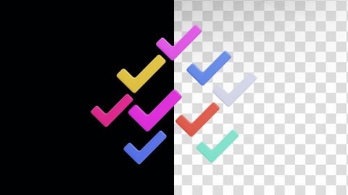 3D Animation of Bubble Check Mark on Alpha Channel