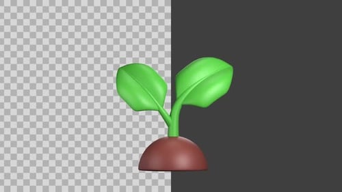 3D Animated Green Plant Sprout Growth Icon
