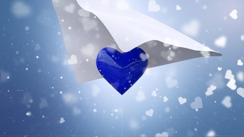 Elegant Cloth Reveal of a Shiny Blue 3D Heart