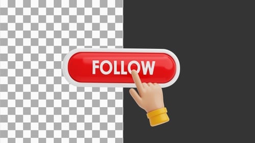 3D Click Follow Button | Alpha Channel