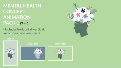 Animated Mental Well-being Concept with Puzzles and Natural Elements