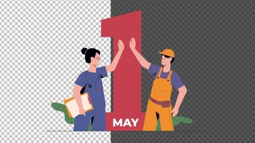May 1st International Workers' Day Flat Design Animation
