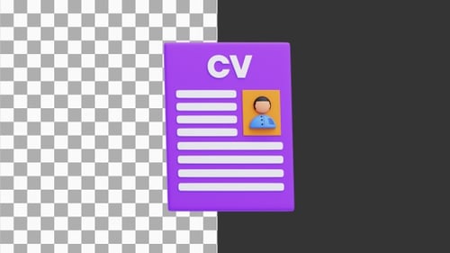 3D Animation of Personal CV Document with Profile | Alpha Channel