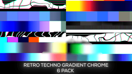 VJ Loops im Retro-Stil, buntes Techno-Design, mehrfarbiges Gradientenraster, Glitch, zufälliges Chrom-Popkarten-Set
