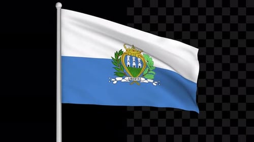 San Marino National Flag Waving in Wind Animation