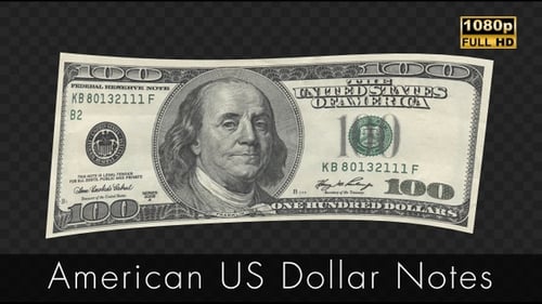 Animated 100 Dollar Bill Waving Loop on Black