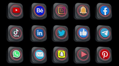 3D Social Media Lower Thirds Pack with Animated Icons
