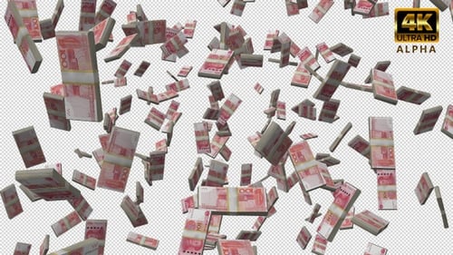 Realistic 3D Falling Chinese Yuan Money Overlay