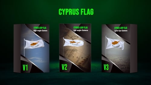 Realistic Looping Cyprus Flag Waving Animation with Multiple Camera Views